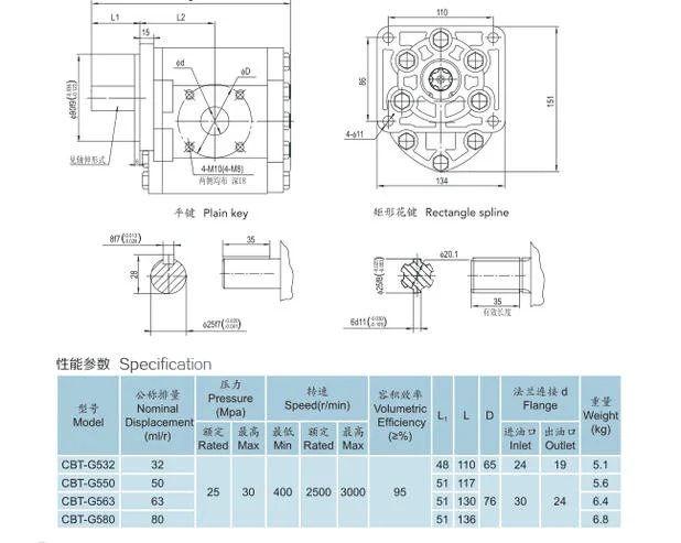 Kết hợp CBT-G532/G550/G563/G580 thủy lực gear pump đối phụ tùng máy xúc
