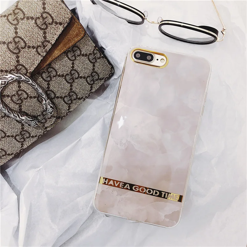 Luxury Contracted Golden Bumper Marble TPU Phone Case For iPhone X 7 8 Plus