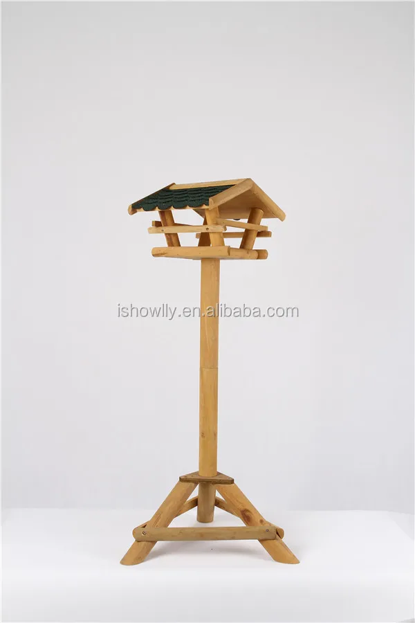 Bsci Factory Nature Wooden Bird Feeder Outdoor Stand Bird Feeder