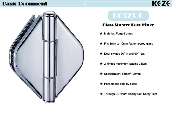 H6373 New design sliding shower door frameless glass hinges