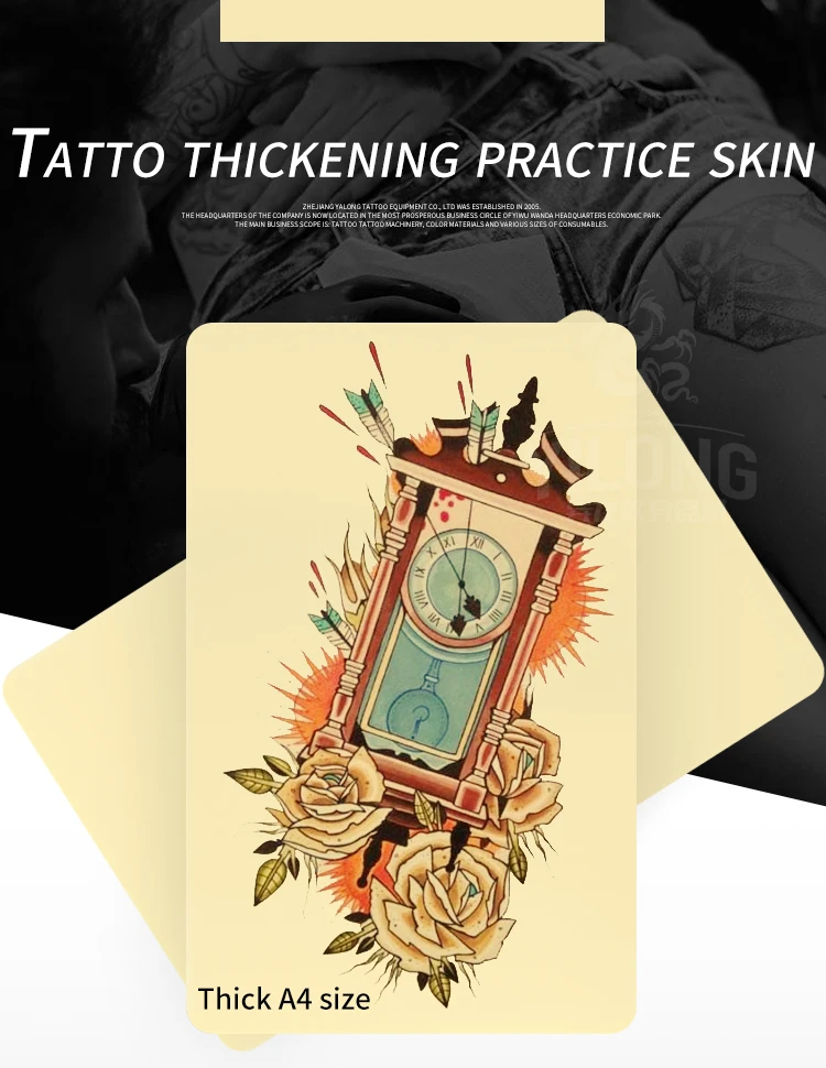 Yilong Professional Tattoo Rubber Practice Skin For Beginner  Hot Cosmetic Microblading Tattoo Thickening Design Practice skin