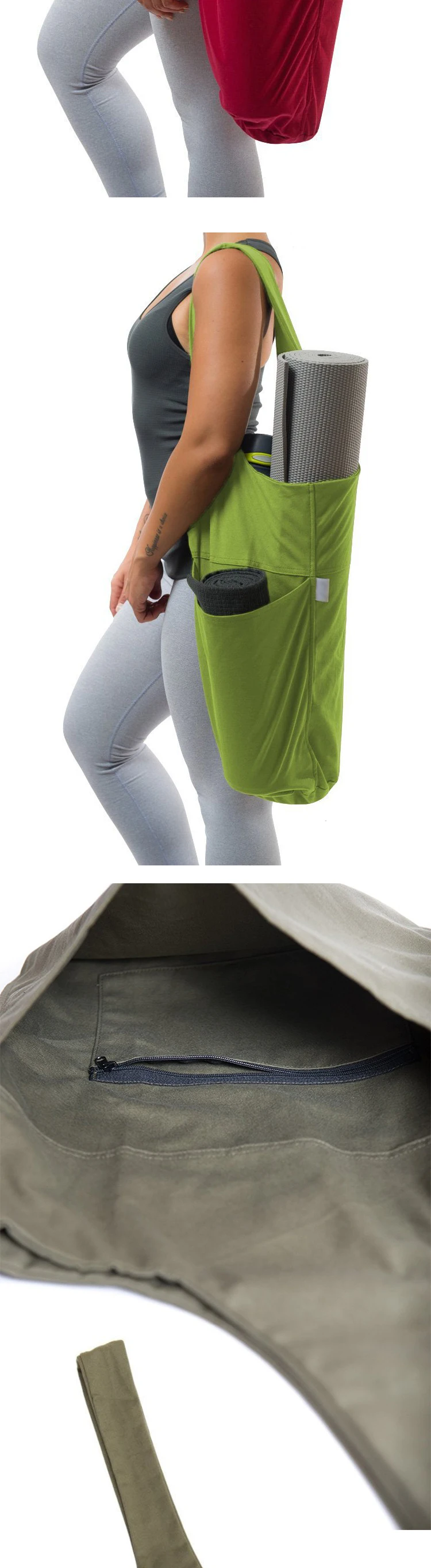 Wholesale Custom Large Capacity Printed Canvas Sling Yoga Mat Bags For