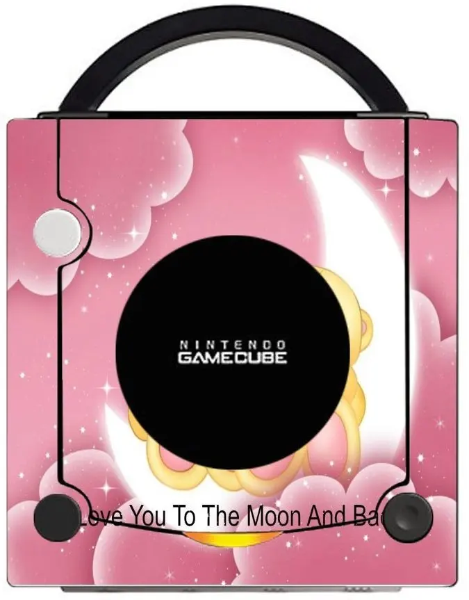 Teddy Bears Moon Roses Stars in Pink Printed Design Gamecube Vinyl Decal Sticker Skin by Smarter Designs