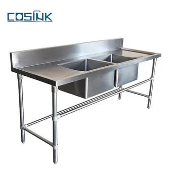 Restaurant Catering Double Bowls Commercial Stainless Steel Work Restaurant Catering Double Bowls Commercial Stainless Steel Work Bench With Sink