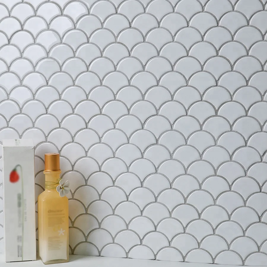 MM Mosaic Premium Mosaics Tile Supply Glossy Pure White Ceramic Fish