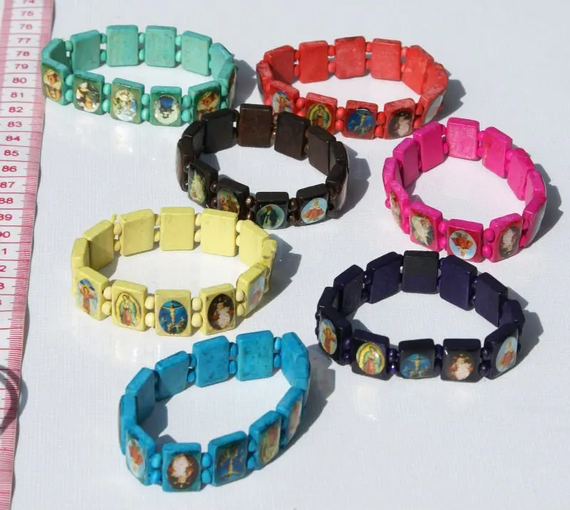 Wooden Beaded Bracelet Catholic Religious Church Saint Wooden Beaded Bracelet Catholic Religious Church Saint Icon Jewelry Art Whole Fashion Natural Bracelets Costume