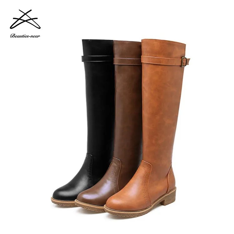 botte haute talon plat