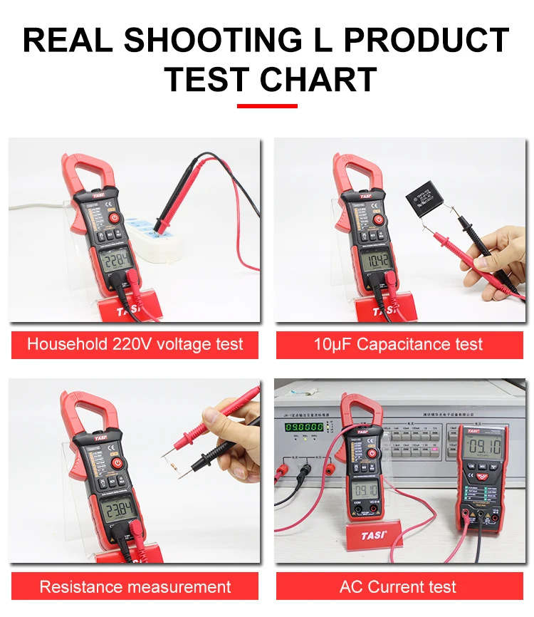 TASI Clamp Meter Automatic Range AC DC Digital Clamp Multimeter With Capacitance Temperature NCV Frequency Tester TA8315A