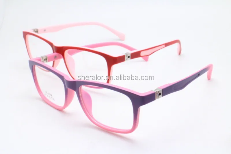 Fast Devery Kids Tr90 180 Degree Flexible Hinge Rectangle Shape Dual Color Optical Glasses Frame