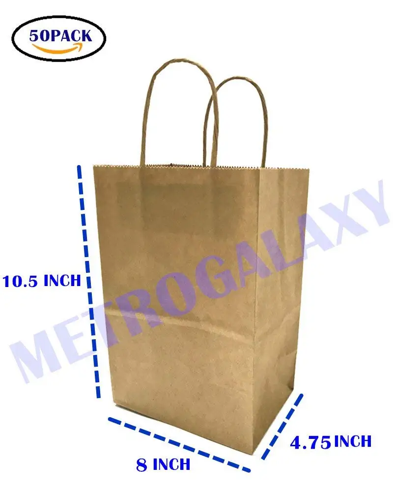Brown Paper Bags With Handles Find Get Quotations Metrogalaxy 8 X4 75 X10 5 Medium Kraft Paper Bags