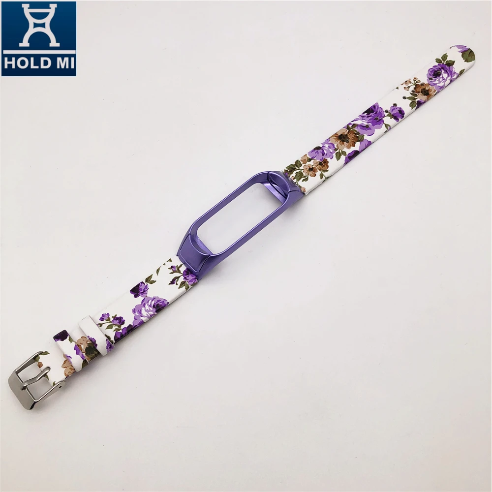 LIMITED EDITION 43012 flower series chinese style smoke purple color leather watch strap for xiaomi mi band 4 and 3