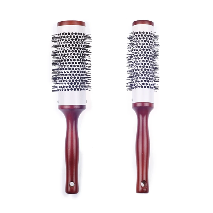 EUREKA C9516W-13-BR Professional Aluminum Tube With Boar Bristle And Nylon Pins Hair Brush Salon Round Hair Brush