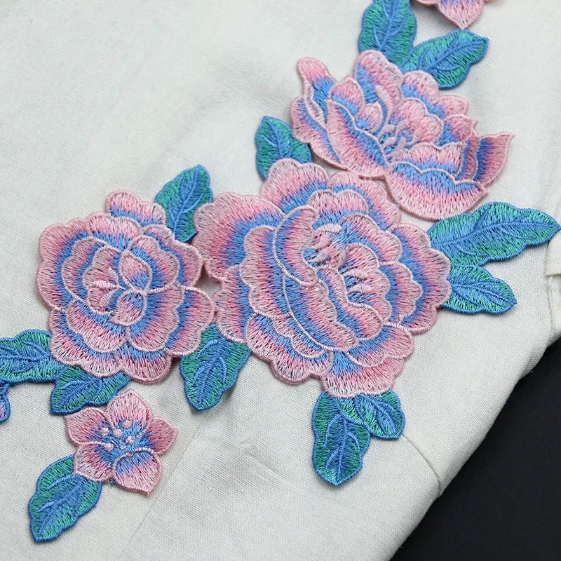 Hot Sale Ladies Dress Stick- On Applique Flower Rose Patch Embroidery ...