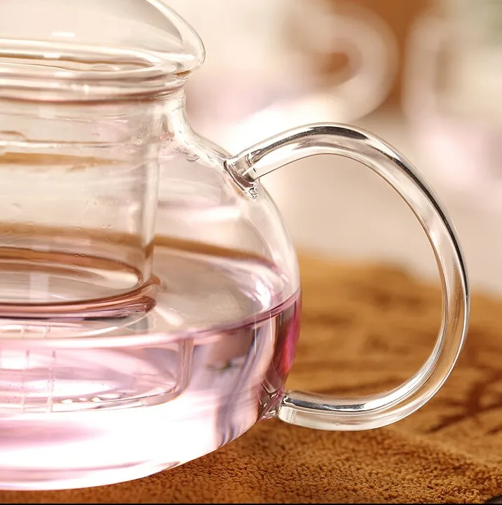 Custom design logo heat resistant glass teapot Borosilicate glass teapot