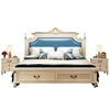 Modern European solid wood storage leather bed