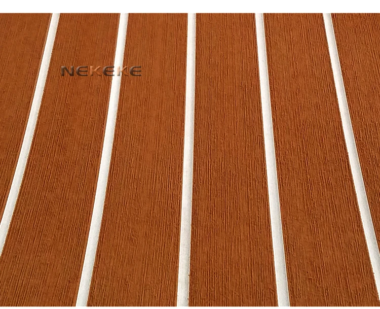 Hot sell NEKEKE light Brown and White Lines mat form China synthetic teak deck flooring