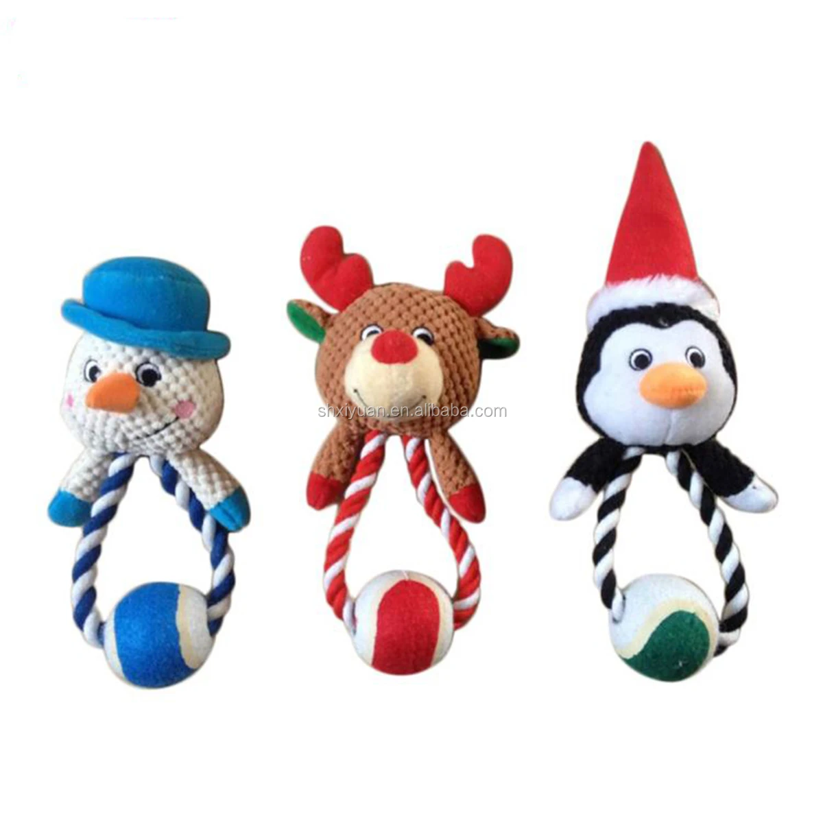 Wholesale Pet Toy Santa Xmas Animal Shape Chewing Cotton Rope Durable