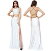 Latest fashion white separate long style high split wholesale evening dress