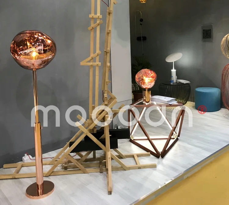 Modern Luxury Copper Lava Stone Mirror ball Home Decorative Table Lamp for hotel