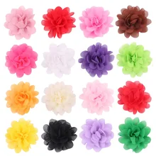 5CM Mini Tulle Chiffon Flowers For Headbands Girls Hair Accessories Flat Back 20 Colors 50PCS LOT