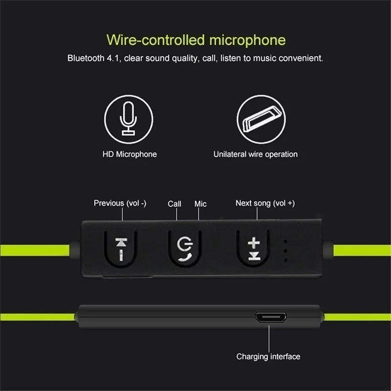 wireless headphone bluetooth Waterproof ear bluetooth sports bass earphone with mic - ANKUX.COM