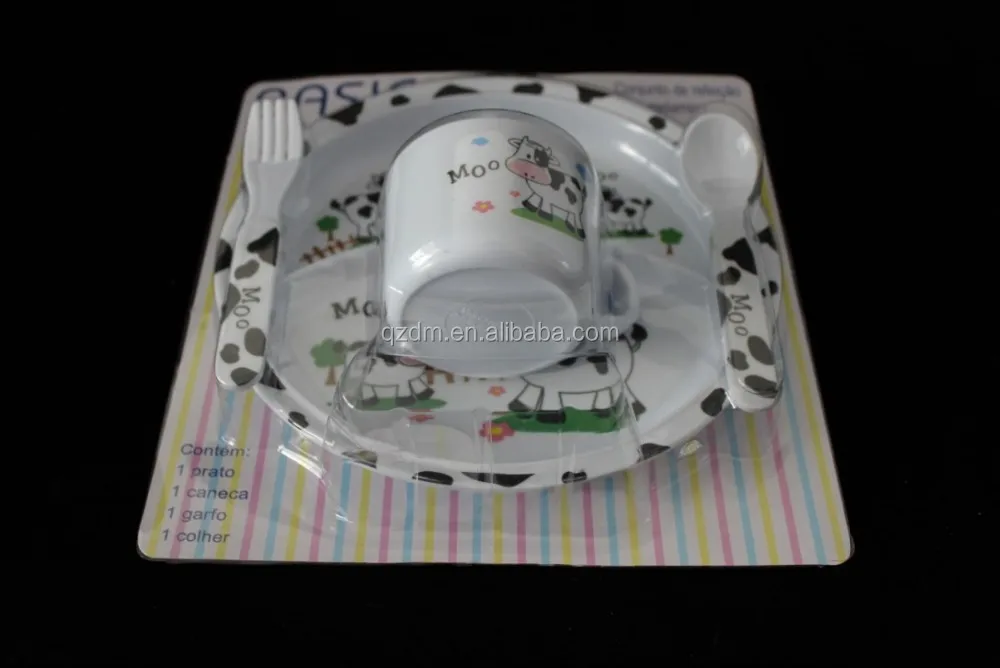 Melamine Kid's Dinner set Dairy cattle print