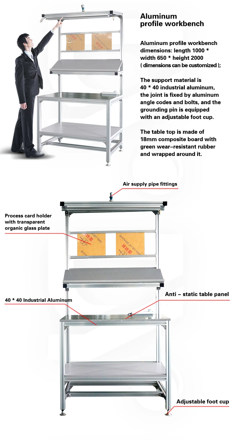 Source Flexible pipe work table industrial 40*40mm aluminum work