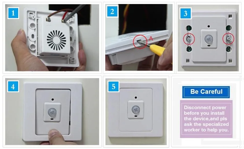 Pir Motion Sensor Switch With Preset Delay Time Ac 220v 360 Degree 