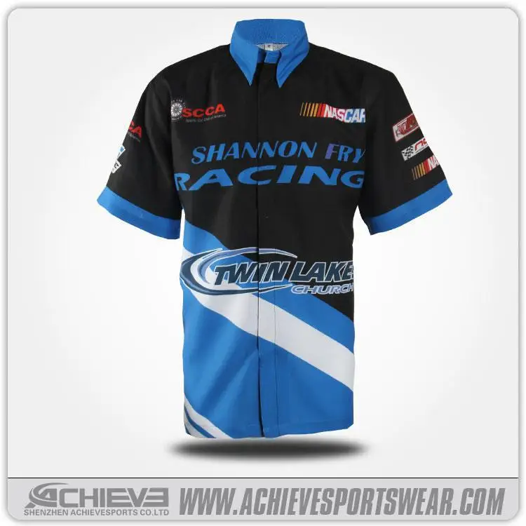 Athletic Custom Racing Jerseys Sublimation Button Down Racing Shirts ...