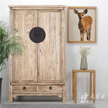 Antique Chinese Wooden Bedroom Natural Color Tall Cabinet Antique Chinese Wooden Bedroom Natural Color Tall Cabinet