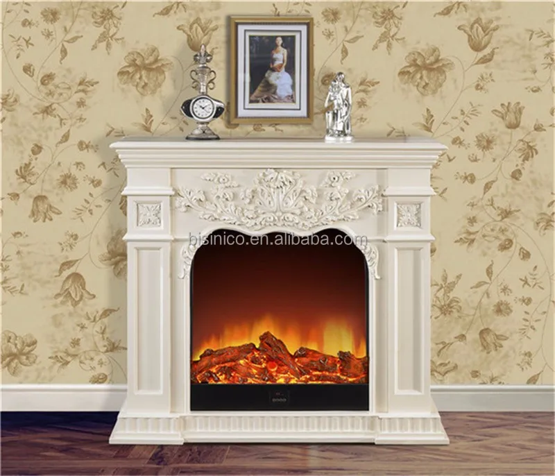 White Elegant Freestanding French Style Decorative Electric Fireplace - Buy White Elegant Fireplace Decor Flame Electric Fireplace
