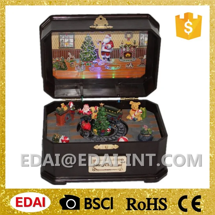 Xmas scene Christmas train rotating music box movement with light sound control