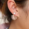 top quality geometric shape summer beach lady women design palm tree leaf silver earring