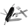 Portable Multi Stainless Steel Detachable Cutlery Flatware Travel Foldable Tableware set with Fork/Spoon/Knife LED Flashlight