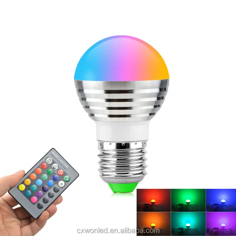 E27 E14 3W High power Colour Changing RGB RGBW LED Bulb Light with Remote