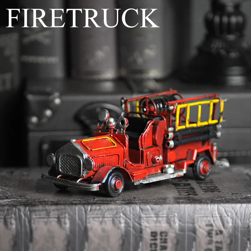 Antique Mini Classic Fire Truck Model Retro Vintage Wrought Metal ...