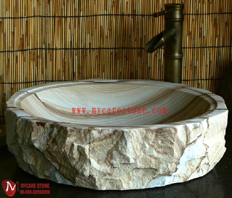 Bad Luxus Holz Gelb Sandstein Becken - Buy Gelber Sandstein Becken,Holz