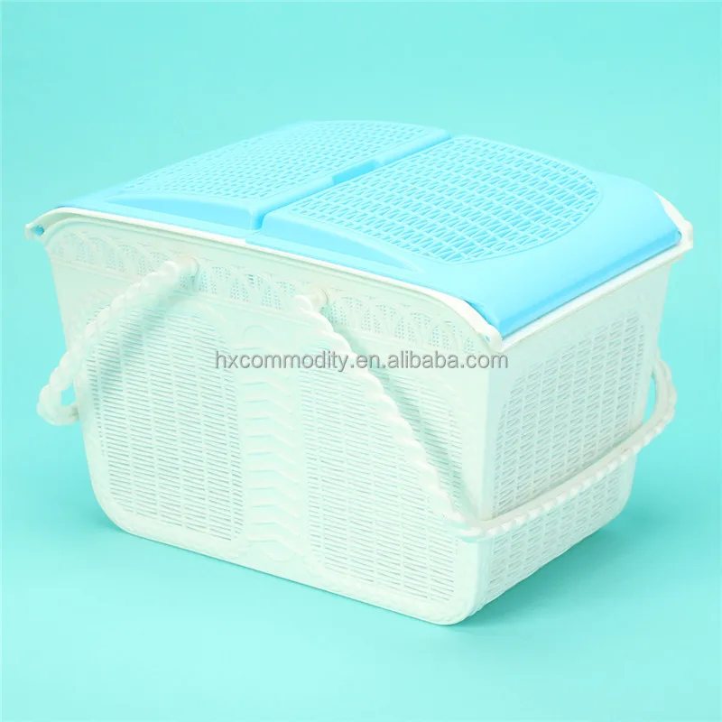 Plastic Picnic Basket With Lid And Handle Buy Plastic Woven Basket