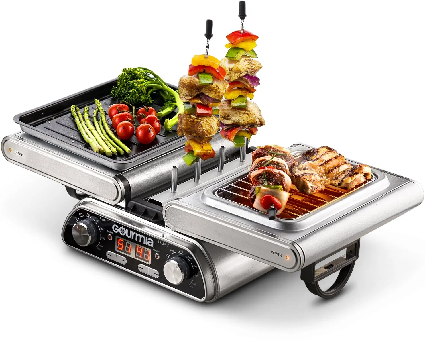 Gourmia GDG1900 Digital Dual Indoor Grill, Folds for Double Sided Steak Gri...