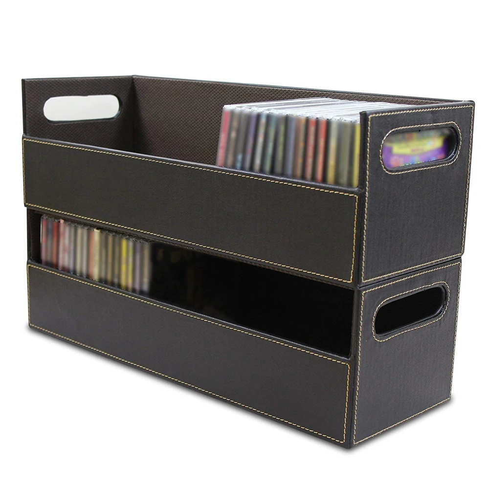 Black Pu Leather Cd Storage Box,Home Cd Tray Holds - Buy Cd Storage Box ...