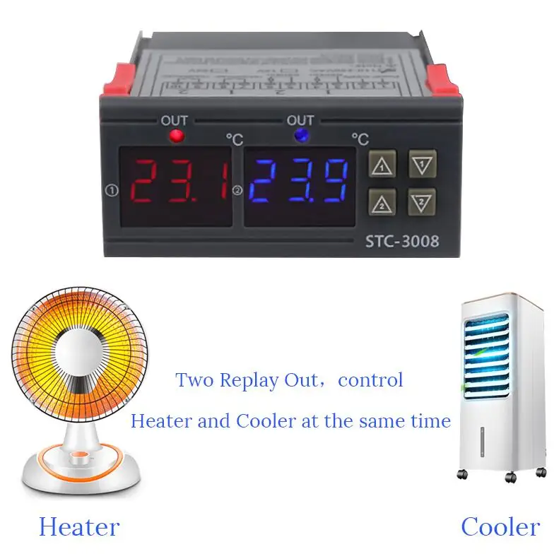 Digitaler Temperaturregler Grad Sensor Digital Thermostat STC-3008 AC 10A 220V 