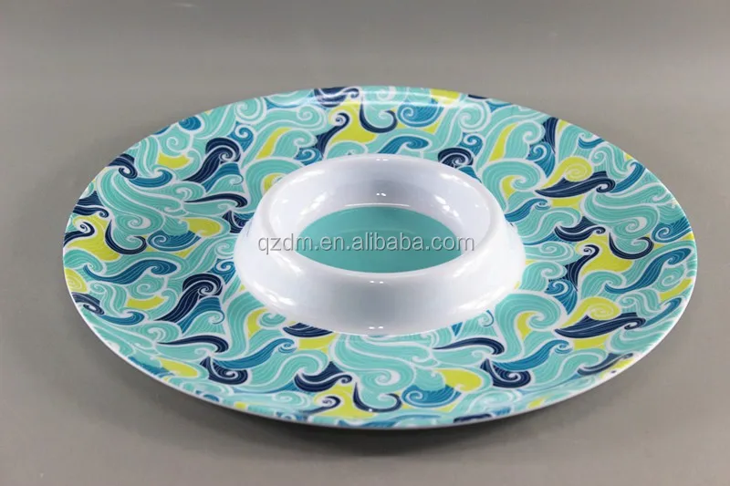 12 Inch Melamine Chip And Dip Tray With Bowl