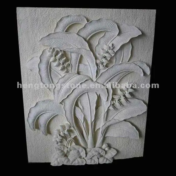 
Stone Wall Relief Carving with Plant Design 