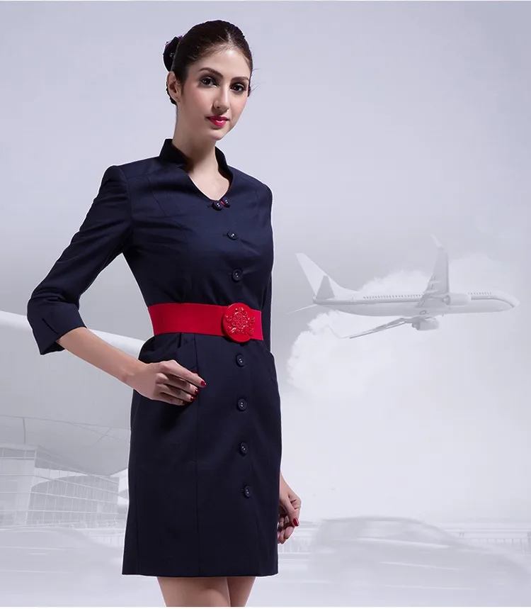 Lady Elegant Custom Logo Airline Flight Attendant Uniform Suits Factory ...