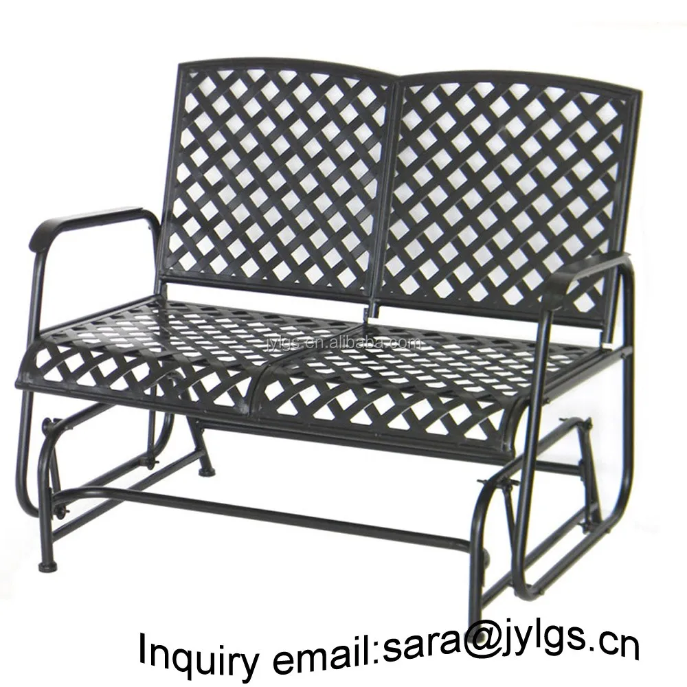 Cheap Patio Garden Wrought Iron Loveseat Glider Double Seat Rocking