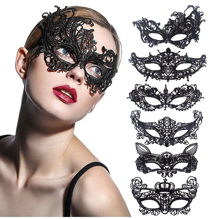 风上升黑色蕾丝面具嘉年华女性女士化妆成人性感面具