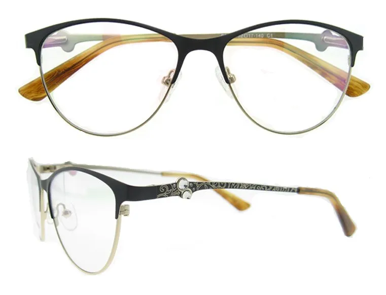 Fashion Italy Design Eyeglasses Optical Frame For Ladies Womens Rhinestone Metal Eyewear Frames