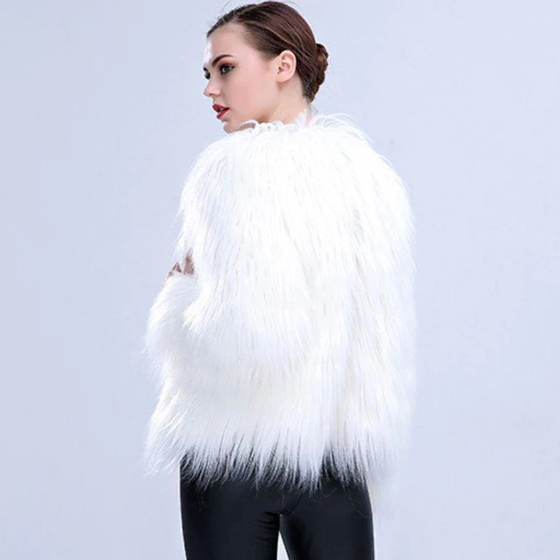 Fashion Women Faux Fur Coat Led Lights Plus Size Christmas Costumes Fur Jacket Festival Winter Warm Party Club Outwear