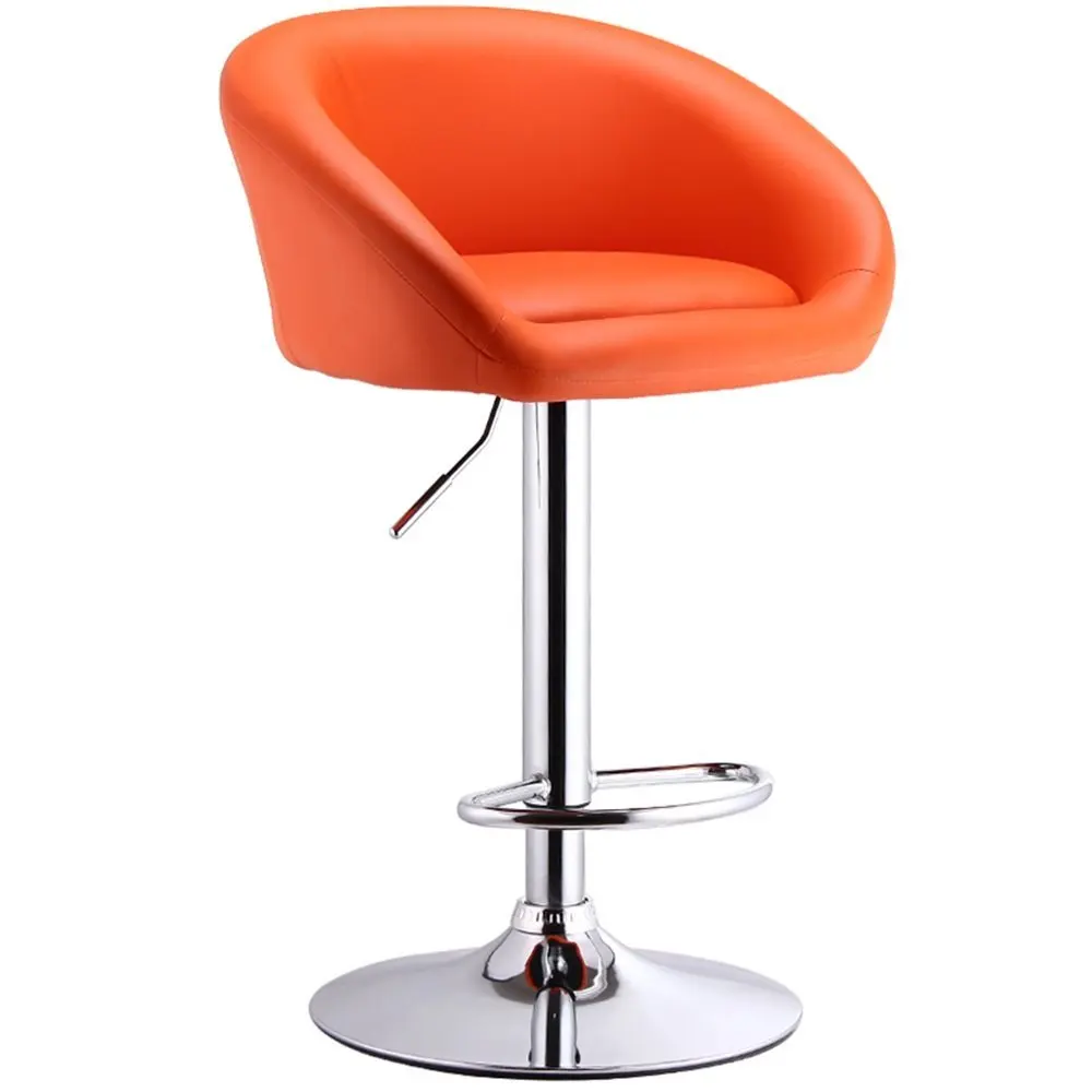 High Stool Bar Kitchen Breakfast Dining Chair Can Lift Up and Down / Swivel Business Hall Chair for Family and Business Orange