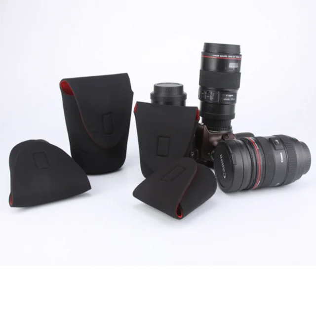 5pcs Neoprene Dslr Camera Lens Soft Protector Pouch Bag Case Set S M L